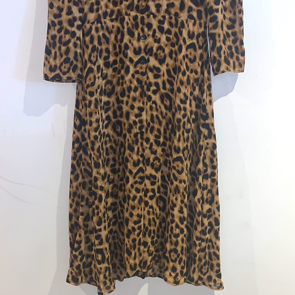 Reformation Alma A-line crepe Midi Dress In Leopard print size 10 - Picture 5 of 14